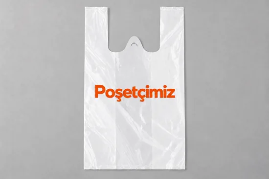 Turuncu Poşetçimiz baskılı market poşeti tasarım görseli